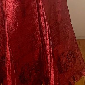 Cordelia Crinkle Wine Maxi Skirt